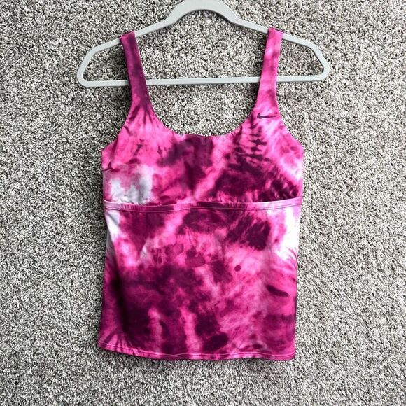 Nike Tankini Top Women’s Large Pink Tie Dye Print Swim - Picture 1 of 6